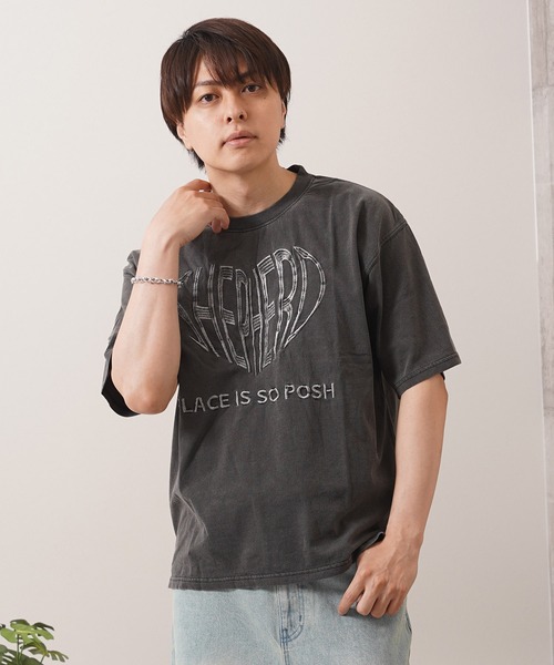 1111clothing(ワンフォークロージング)の「ハート刺繍 ピグメントTシャツ / Heart Embroidery Pigment T-shirt(Tシャツ/カットソー・メンズ・オフホワイト/ブラック/ネイビー・M/L)」の16枚目の写真