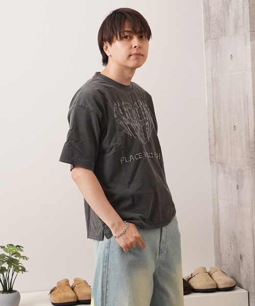1111clothing(ワンフォークロージング)の「ハート刺繍 ピグメントTシャツ / Heart Embroidery Pigment T-shirt(Tシャツ/カットソー・メンズ・オフホワイト/ブラック/ネイビー・M/L)」の20枚目の写真