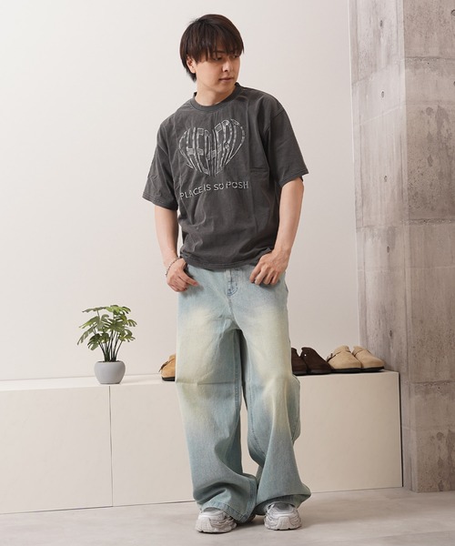 1111clothing(ワンフォークロージング)の「ハート刺繍 ピグメントTシャツ / Heart Embroidery Pigment T-shirt(Tシャツ/カットソー・メンズ・オフホワイト/ブラック/ネイビー・M/L)」の18枚目の写真