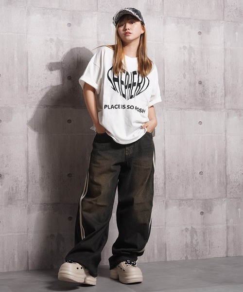 1111clothing(ワンフォークロージング)の「ハート刺繍 ピグメントTシャツ / Heart Embroidery Pigment T-shirt(Tシャツ/カットソー・メンズ・オフホワイト/ブラック/ネイビー・M/L)」の7枚目の写真