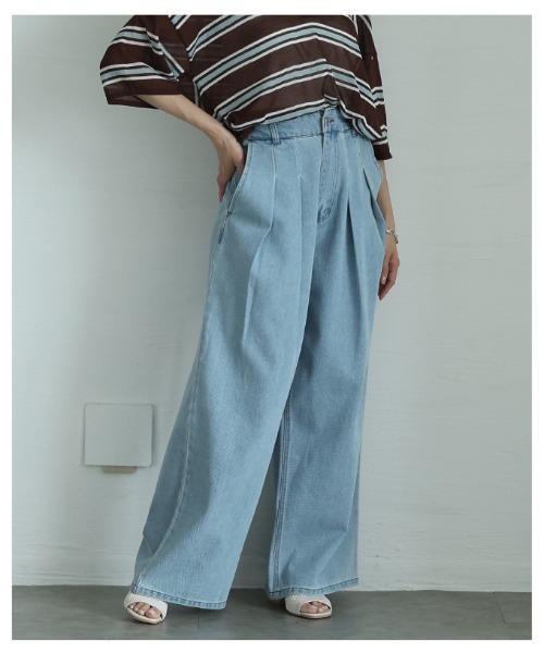 Sawa a la mode(サワアラモード)の「ダブルタックデニムバギーパンツ(デニムパンツ・レディース・ブルー系その他・FREE)」の5枚目の写真