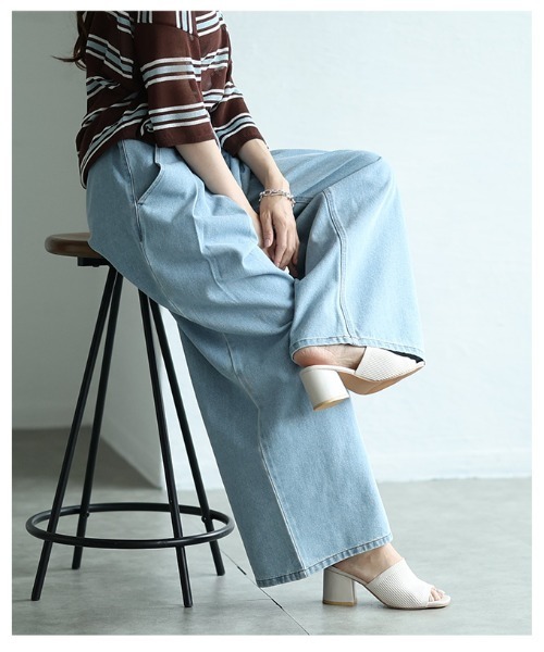 Sawa a la mode(サワアラモード)の「ダブルタックデニムバギーパンツ(デニムパンツ・レディース・ブルー系その他・FREE)」の9枚目の写真