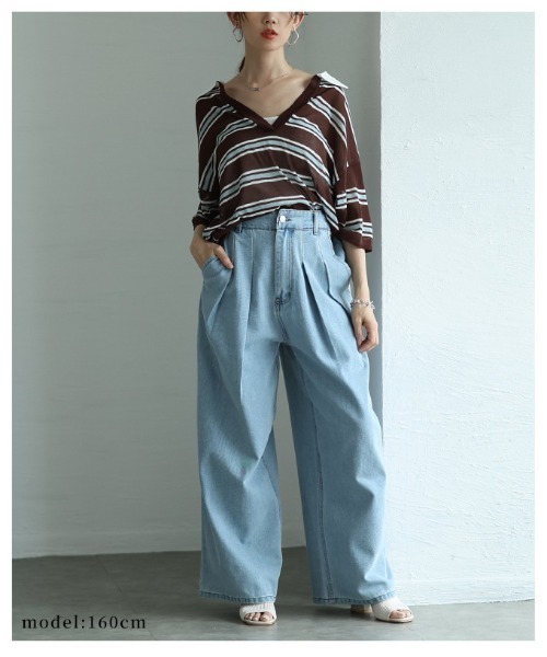 Sawa a la mode(サワアラモード)の「ダブルタックデニムバギーパンツ(デニムパンツ・レディース・ブルー系その他・FREE)」の10枚目の写真