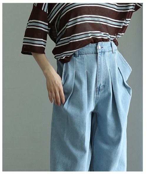 Sawa a la mode(サワアラモード)の「ダブルタックデニムバギーパンツ(デニムパンツ・レディース・ブルー系その他・FREE)」の12枚目の写真