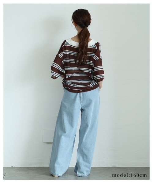 Sawa a la mode(サワアラモード)の「ダブルタックデニムバギーパンツ(デニムパンツ・レディース・ブルー系その他・FREE)」の14枚目の写真