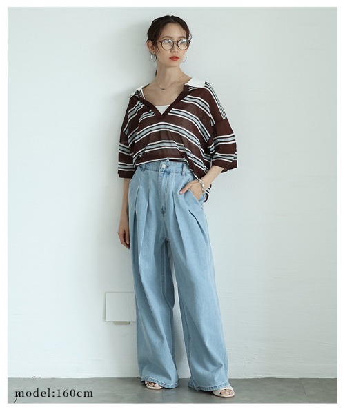 Sawa a la mode(サワアラモード)の「ダブルタックデニムバギーパンツ(デニムパンツ・レディース・ブルー系その他・FREE)」の18枚目の写真