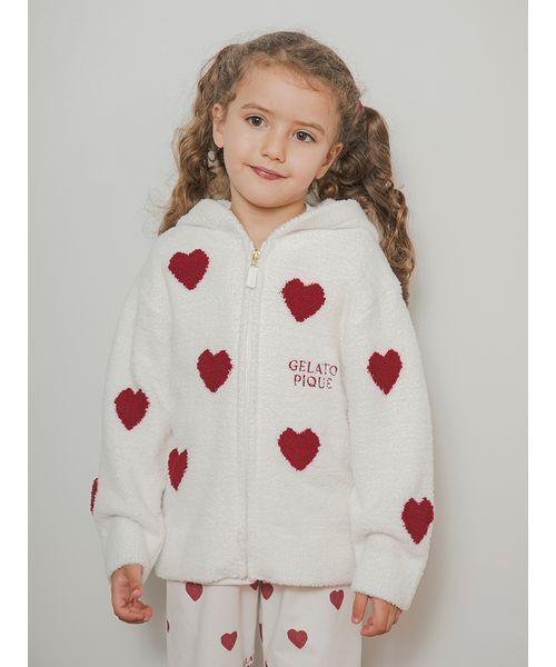 gelato pique（ジェラートピケ）の「【KIDS】エアリーモコハートパーカー（ルームウェア/パジャマ・キッズ・レッド/ブルー・90/100/110/120）」の3枚目の写真
