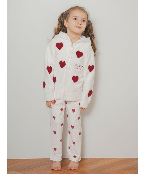 gelato pique（ジェラートピケ）の「【KIDS】エアリーモコハートパーカー（ルームウェア/パジャマ・キッズ・レッド/ブルー・90/100/110/120）」の4枚目の写真