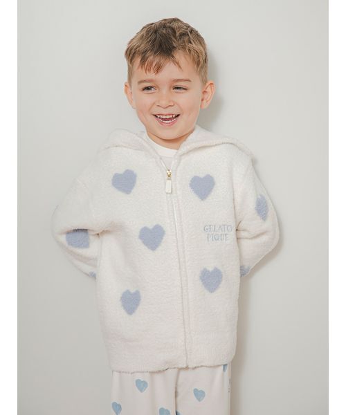 gelato pique（ジェラートピケ）の「【KIDS】エアリーモコハートパーカー（ルームウェア/パジャマ・キッズ・レッド/ブルー・90/100/110/120）」の8枚目の写真