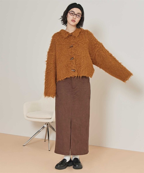miette(ミエット)の「モヘアライク襟付きショートカーディガン(カーディガン/ボレロ・レディース・キャメル/ネイビー/アイボリー/グレー・M/S)」の7枚目の写真