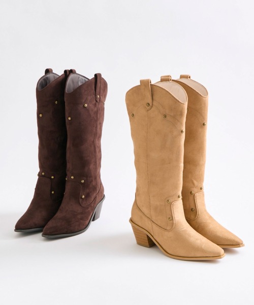 OLIVE des OLIVE（オリーブデオリーブ）の「ウエスタンブーツ（ブーツ・レディース・ベージュ/ブラウン・SMALL/MEDIUM/LARGE）」の3枚目の写真