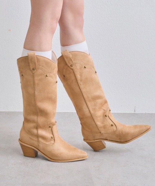 OLIVE des OLIVE（オリーブデオリーブ）の「ウエスタンブーツ（ブーツ・レディース・ベージュ/ブラウン・SMALL/MEDIUM/LARGE）」の4枚目の写真