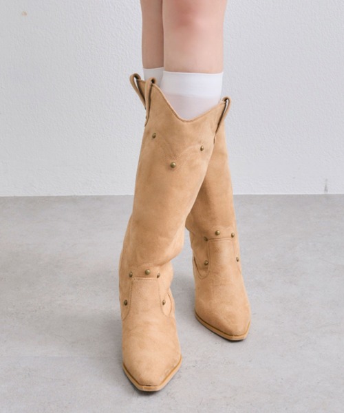 OLIVE des OLIVE（オリーブデオリーブ）の「ウエスタンブーツ（ブーツ・レディース・ベージュ/ブラウン・SMALL/MEDIUM/LARGE）」の6枚目の写真