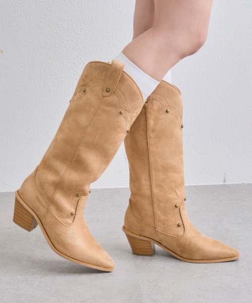 OLIVE des OLIVE（オリーブデオリーブ）の「ウエスタンブーツ（ブーツ・レディース・ベージュ/ブラウン・SMALL/MEDIUM/LARGE）」の9枚目の写真