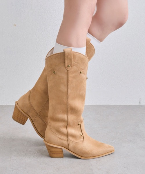 OLIVE des OLIVE（オリーブデオリーブ）の「ウエスタンブーツ（ブーツ・レディース・ベージュ/ブラウン・SMALL/MEDIUM/LARGE）」の8枚目の写真