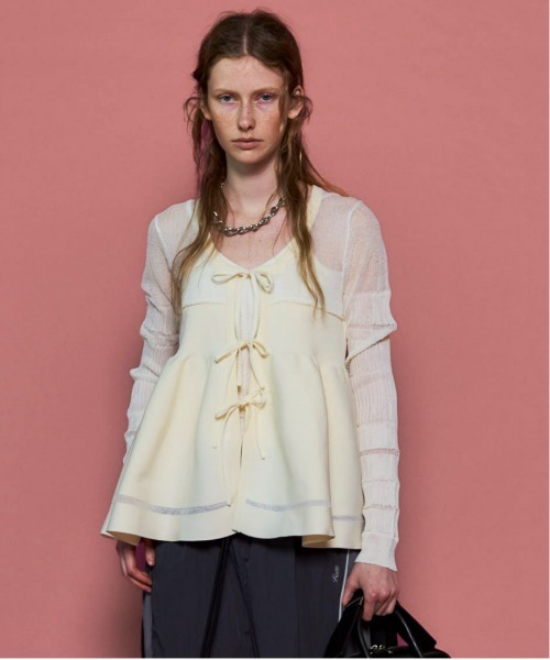 MAISON SPECIAL（メゾンスペシャル）の「Sheer Peplum Cardigan/シアーペプラムカーディガン【MAISON SPECIAL/メゾンスペシャル】（カーディガン/ボレロ・レディース・レッド/ホワイト/ブラック・FREE）」の2枚目の写真