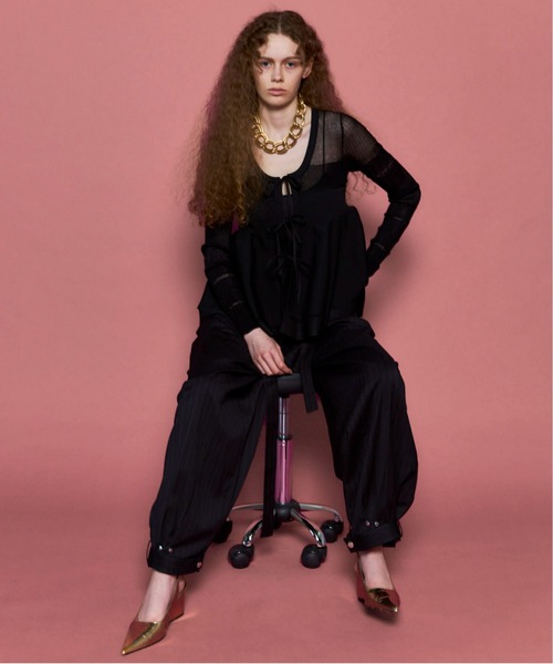 MAISON SPECIAL（メゾンスペシャル）の「Sheer Peplum Cardigan/シアーペプラムカーディガン【MAISON SPECIAL/メゾンスペシャル】（カーディガン/ボレロ・レディース・レッド/ホワイト/ブラック・FREE）」の5枚目の写真