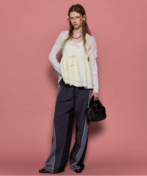 MAISON SPECIAL（メゾンスペシャル）の「Sheer Peplum Cardigan/シアーペプラムカーディガン【MAISON SPECIAL/メゾンスペシャル】（カーディガン/ボレロ・レディース・レッド/ホワイト/ブラック・FREE）」の6枚目の写真