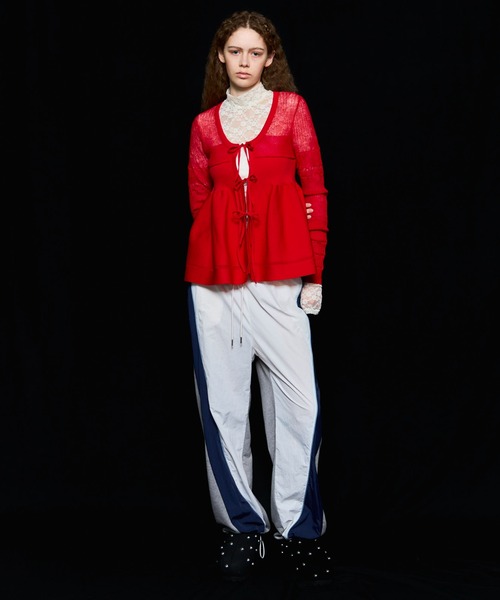 MAISON SPECIAL（メゾンスペシャル）の「Sheer Peplum Cardigan/シアーペプラムカーディガン【MAISON SPECIAL/メゾンスペシャル】（カーディガン/ボレロ・レディース・レッド/ホワイト/ブラック・FREE）」の4枚目の写真