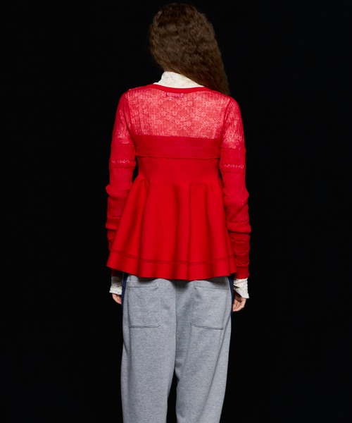 MAISON SPECIAL（メゾンスペシャル）の「Sheer Peplum Cardigan/シアーペプラムカーディガン【MAISON SPECIAL/メゾンスペシャル】（カーディガン/ボレロ・レディース・レッド/ホワイト/ブラック・FREE）」の9枚目の写真