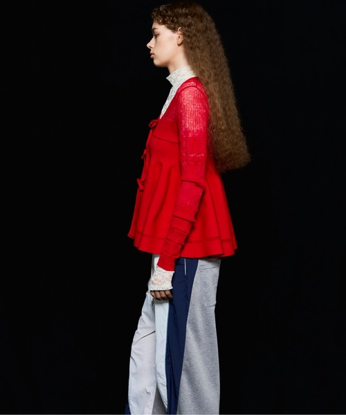 MAISON SPECIAL（メゾンスペシャル）の「Sheer Peplum Cardigan/シアーペプラムカーディガン【MAISON SPECIAL/メゾンスペシャル】（カーディガン/ボレロ・レディース・レッド/ホワイト/ブラック・FREE）」の8枚目の写真