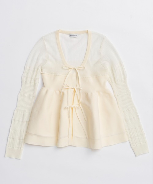 MAISON SPECIAL（メゾンスペシャル）の「Sheer Peplum Cardigan/シアーペプラムカーディガン【MAISON SPECIAL/メゾンスペシャル】（カーディガン/ボレロ・レディース・レッド/ホワイト/ブラック・FREE）」の11枚目の写真
