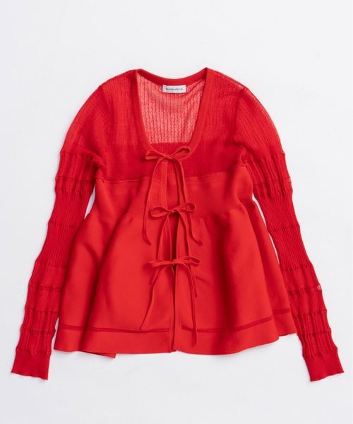 MAISON SPECIAL（メゾンスペシャル）の「Sheer Peplum Cardigan/シアーペプラムカーディガン【MAISON SPECIAL/メゾンスペシャル】（カーディガン/ボレロ・レディース・レッド/ホワイト/ブラック・FREE）」の12枚目の写真