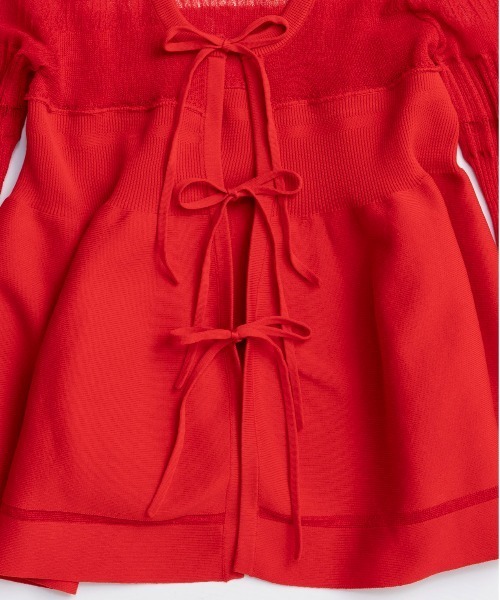 MAISON SPECIAL（メゾンスペシャル）の「Sheer Peplum Cardigan/シアーペプラムカーディガン【MAISON SPECIAL/メゾンスペシャル】（カーディガン/ボレロ・レディース・レッド/ホワイト/ブラック・FREE）」の14枚目の写真