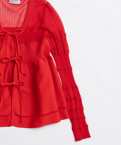 MAISON SPECIAL（メゾンスペシャル）の「Sheer Peplum Cardigan/シアーペプラムカーディガン【MAISON SPECIAL/メゾンスペシャル】（カーディガン/ボレロ・レディース・レッド/ホワイト/ブラック・FREE）」の15枚目の写真