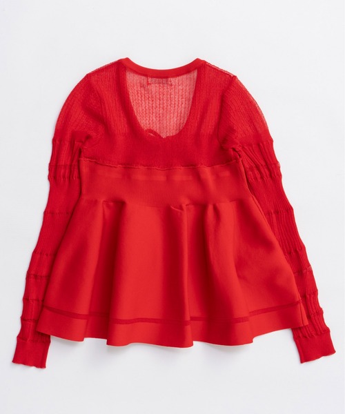 MAISON SPECIAL（メゾンスペシャル）の「Sheer Peplum Cardigan/シアーペプラムカーディガン【MAISON SPECIAL/メゾンスペシャル】（カーディガン/ボレロ・レディース・レッド/ホワイト/ブラック・FREE）」の16枚目の写真