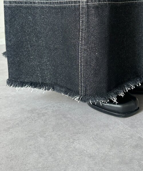 Thevon（ゼボン）の「デニムハイウエストフレアスカート（スカート・レディース・ブラック/ネイビー・M/S）」の16枚目の写真