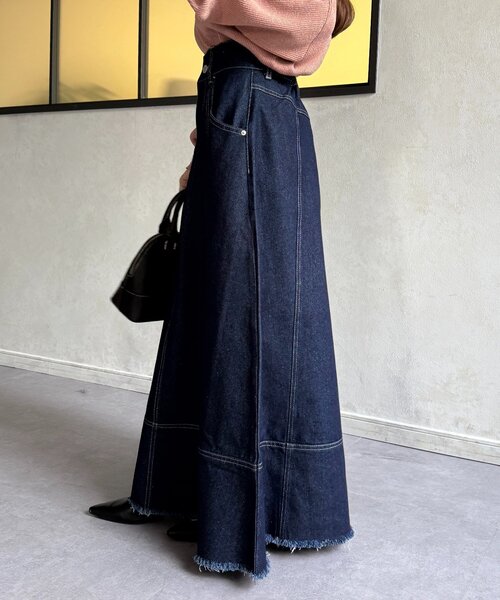 Thevon（ゼボン）の「デニムハイウエストフレアスカート（スカート・レディース・ブラック/ネイビー・M/S）」の19枚目の写真