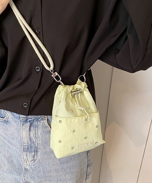 Miniministore(ミニミニストア)の「パラコード巾着バッグミニショルダーバッグ(ショルダーバッグ・レディース・ライトイエロー/グレイッシュベージュ/ブラック/ベビーピンク・FREE)」の1枚目の写真