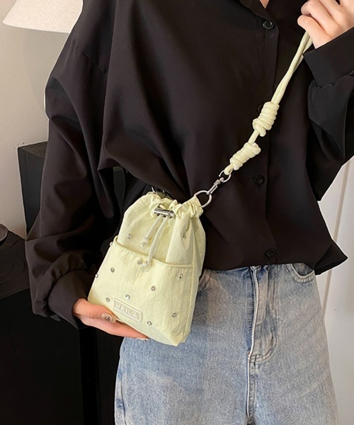 Miniministore(ミニミニストア)の「パラコード巾着バッグミニショルダーバッグ(ショルダーバッグ・レディース・ライトイエロー/グレイッシュベージュ/ブラック/ベビーピンク・FREE)」の20枚目の写真