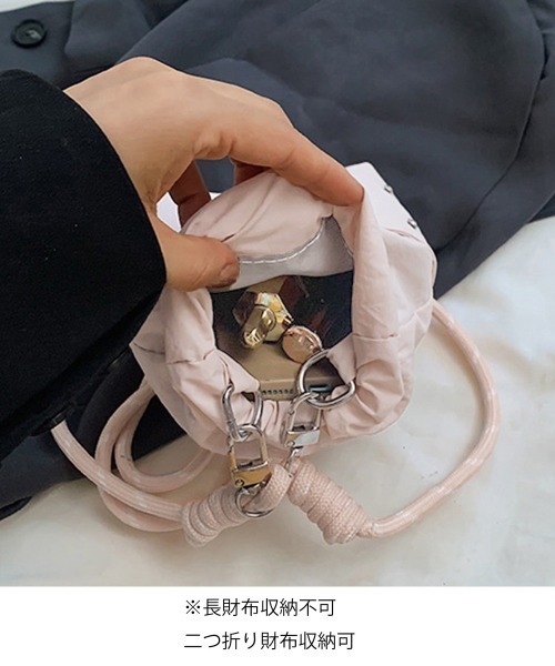 Miniministore(ミニミニストア)の「パラコード巾着バッグミニショルダーバッグ(ショルダーバッグ・レディース・ライトイエロー/グレイッシュベージュ/ブラック/ベビーピンク・FREE)」の10枚目の写真