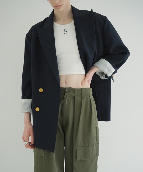OVER SHOULDER GOLD BUTTON BLAZER（テーラードジャケット）｜CLANE