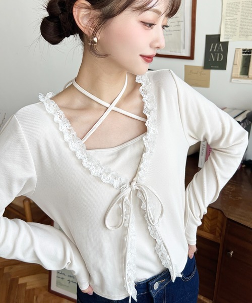 ★極美品　アルベロベロ シャツワンピース　サマーカーディガン　レース　リボン ボレロ レディース レースボレロ サマーカーディガン 透明 レース