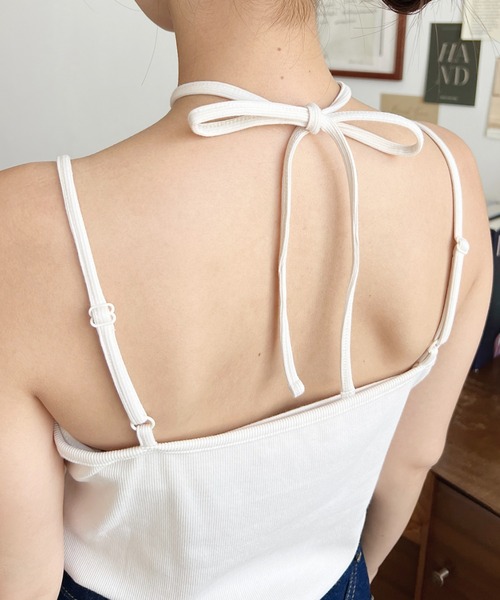 フロントリボンフリルレースカーディガン+クロスネック