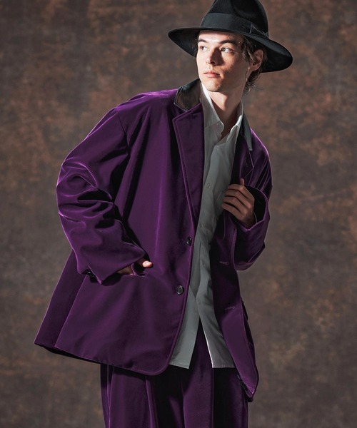 mj10996-襟切り替えAラインベルベットジャケット(JIH-R1131