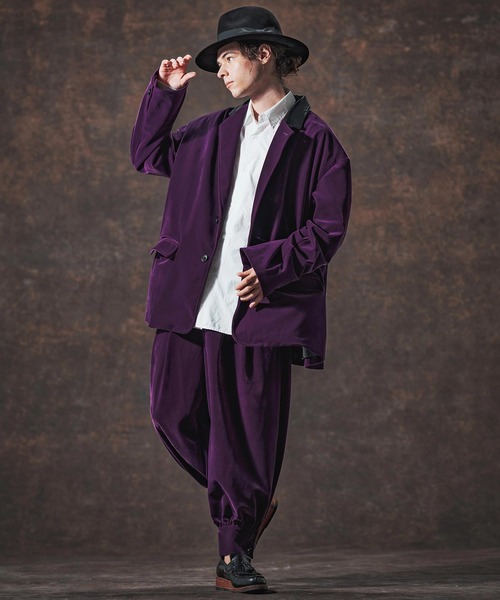 Jih Nunc（ジーヌンク）の「mj10996-襟切り替えAラインベルベットジャケット(JIH-R1131)（テーラードジャケット・メンズ・ブラック/パープル/ブラウン・L/M/S）」の9枚目の写真