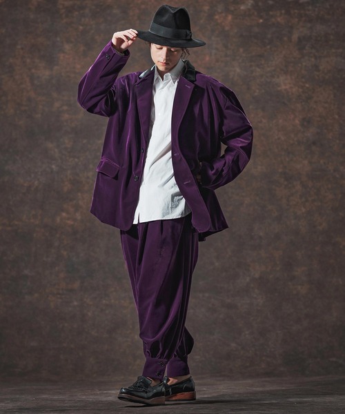 Jih Nunc（ジーヌンク）の「mj10996-襟切り替えAラインベルベットジャケット(JIH-R1131)（テーラードジャケット・メンズ・ブラック/パープル/ブラウン・L/M/S）」の10枚目の写真