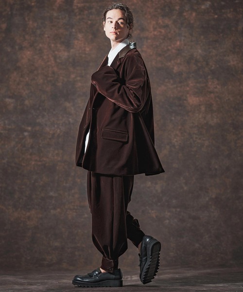 mj10996-襟切り替えAラインベルベットジャケット(JIH-R1131