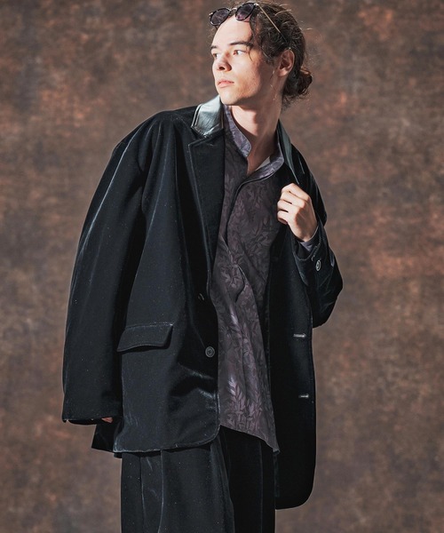 Jih Nunc（ジーヌンク）の「mj10996-襟切り替えAラインベルベットジャケット(JIH-R1131)（テーラードジャケット・メンズ・ブラック/パープル/ブラウン・L/M/S）」の22枚目の写真