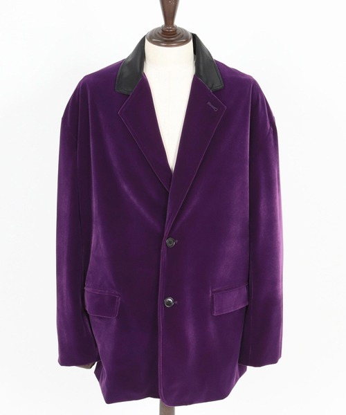 mj10996-襟切り替えAラインベルベットジャケット(JIH-R1131