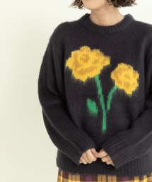 CHILD WOMAN | 花モチーフ起毛インターシャプルオーバー(ニット/セーター)