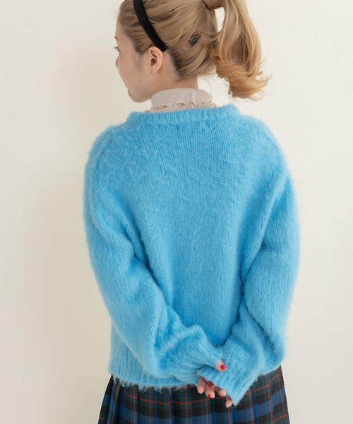 CHILD WOMAN 花モチーフ起毛インターシャプルオーバー 花モチーフ起毛インターシャプルオーバー