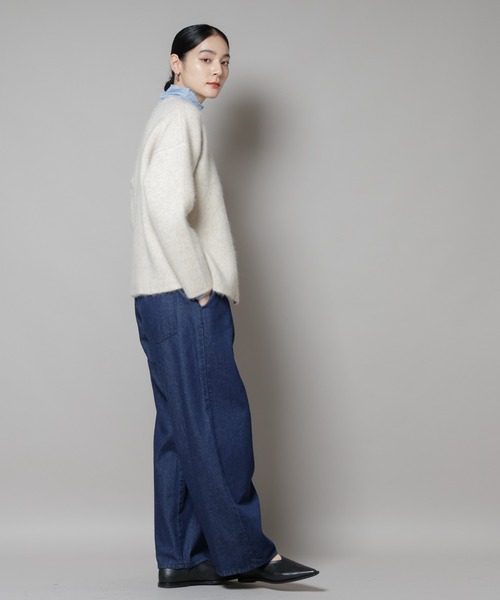 セール】ウォッシャブルフォックスリバーニットジャケット（ノーカラー