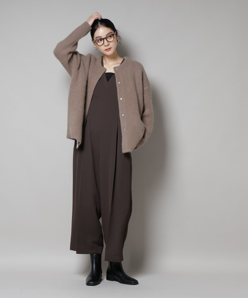 セール】ウォッシャブルフォックスリバーニットジャケット（ノーカラー