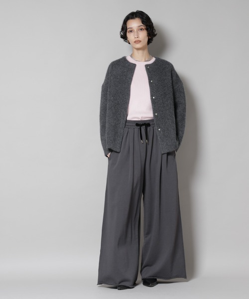 セール】ウォッシャブルフォックスリバーニットジャケット（ノーカラー