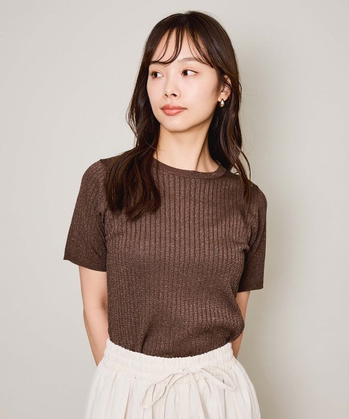 QUEENS COURT（クイーンズコート）の「ブライトワイドリブニット≪手洗い可能≫（ニット/セーター・レディース・ライトグレー/ブラック/グリーン/ブラウン・M）」の4枚目の写真